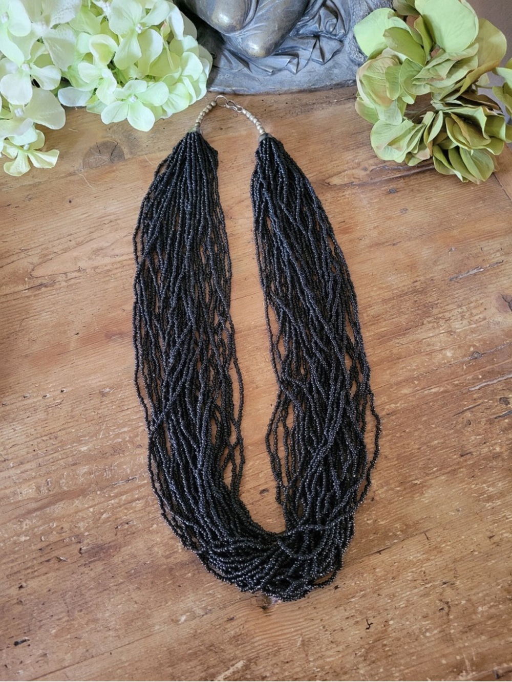 Black Multi-Strand Seed Bead Necklace - Women Jewelry